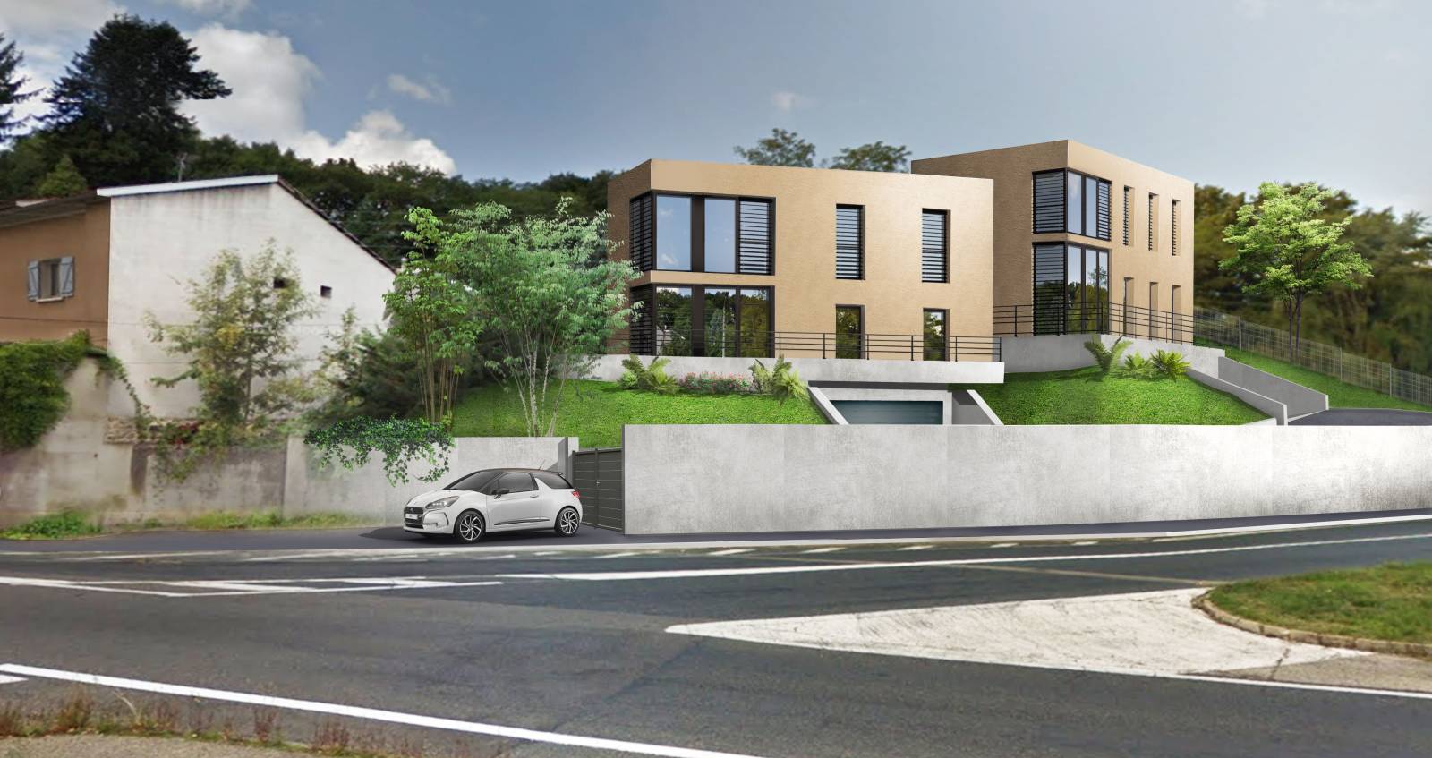 Réalisation d'une insertion paysagère pour un permis de construire d'une maison à Lyon
