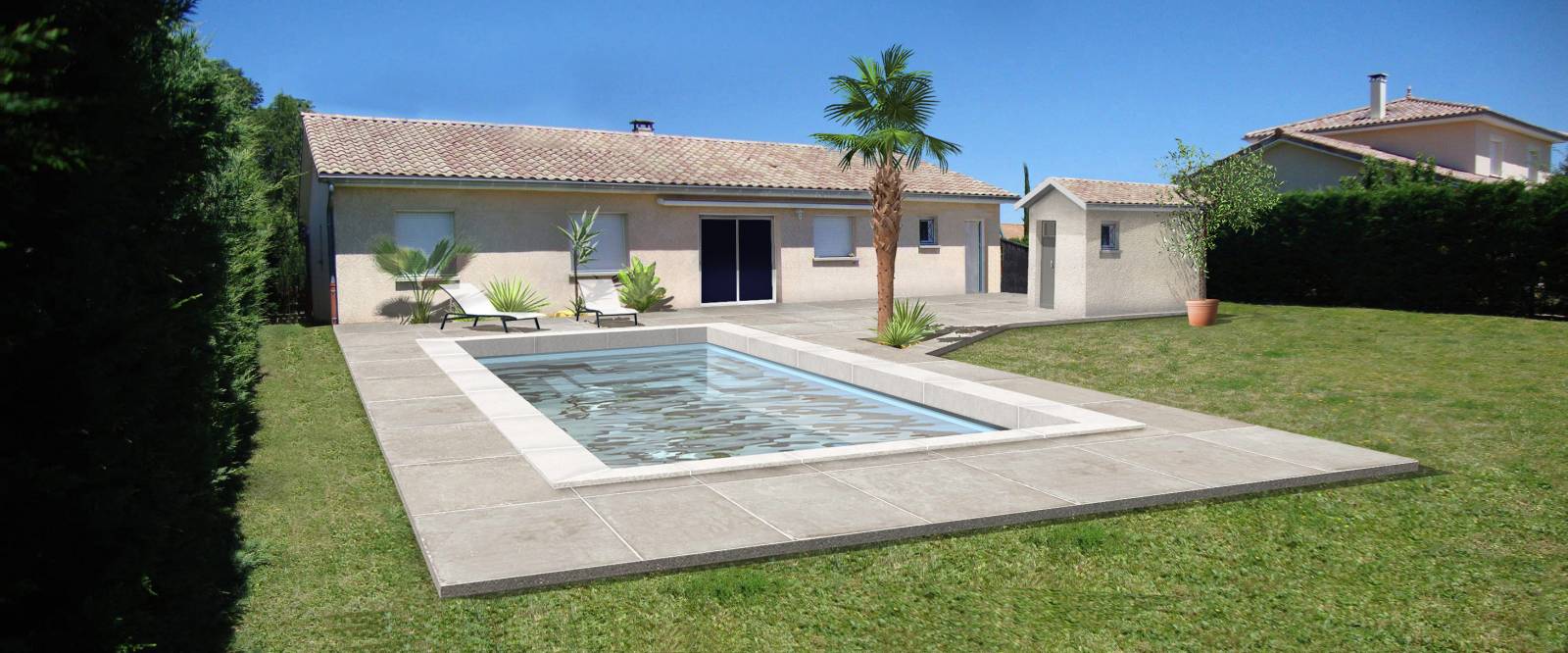 Réalisation d'une insertion paysagère d'une piscine sur terrain existant à Mâcon