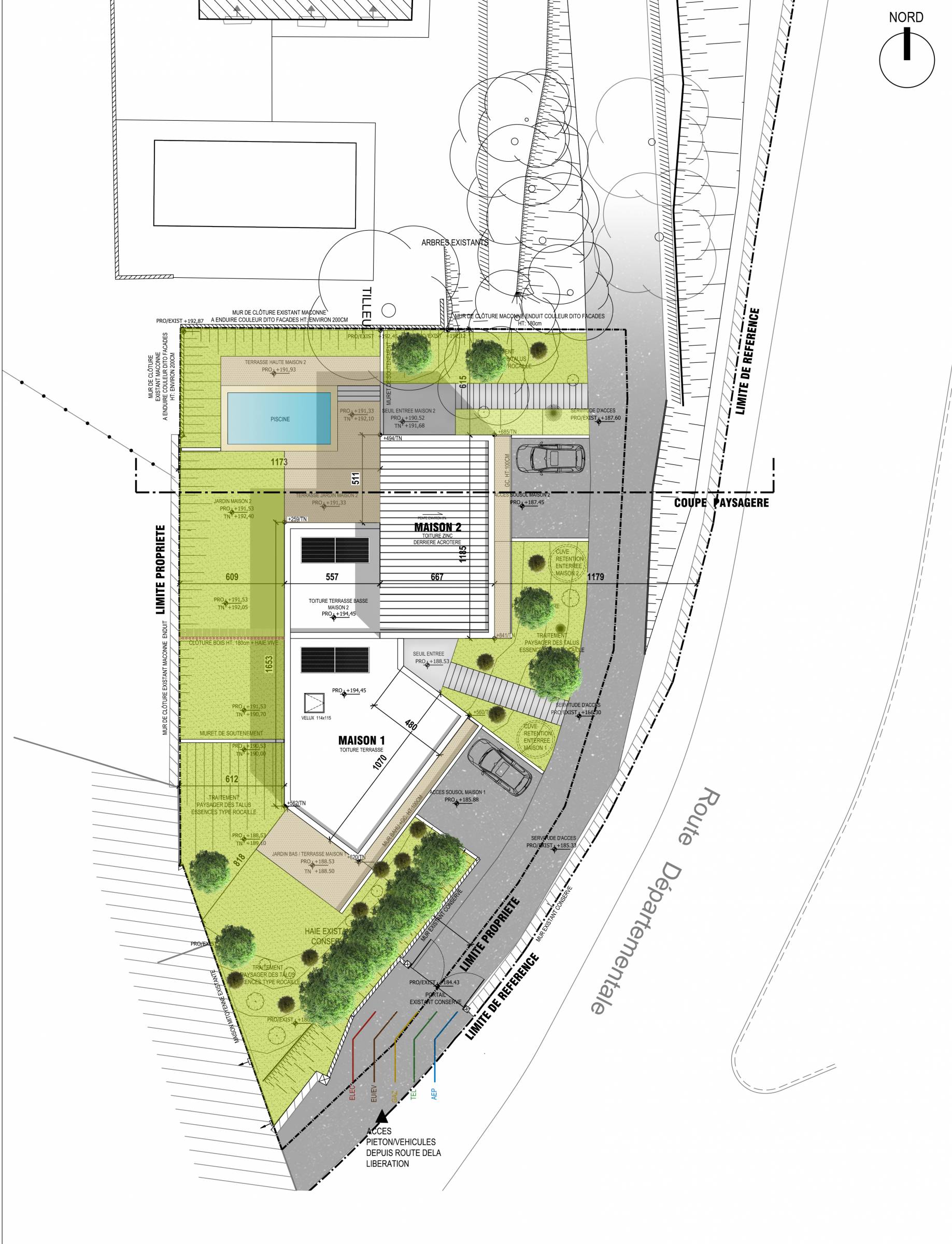Réalisation d'un plan de masse d'une maison mitoyenne à Lyon