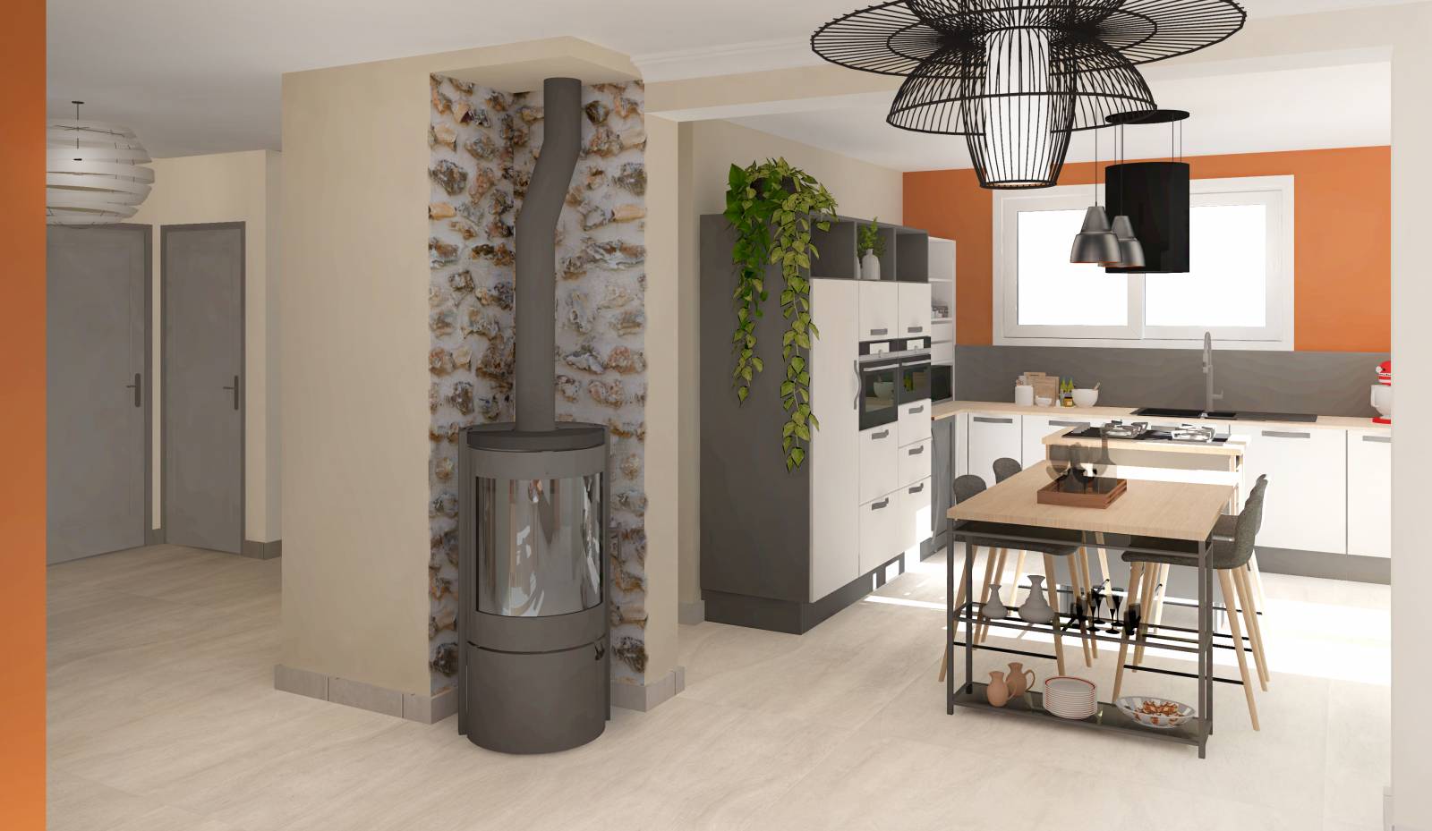 Réalisation d'un visuel 3D d'une cuisine en rénovation d'une maison à Vienne