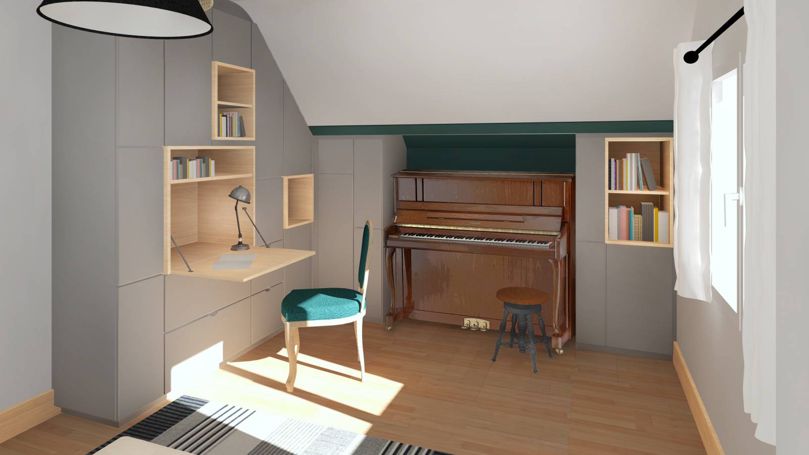 Visuel 3D d'une rénovation d'une chambre parentale à Lyon