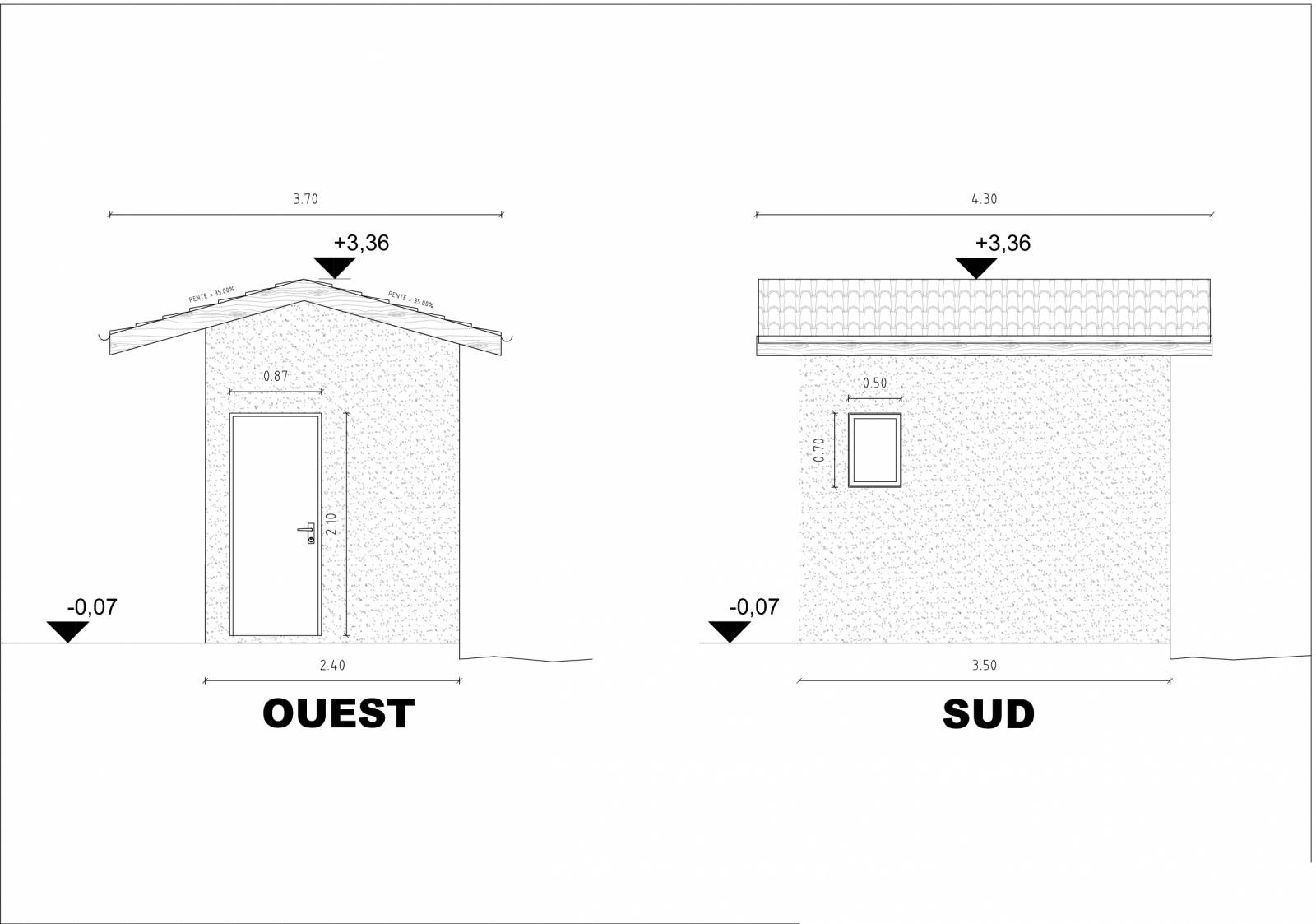 Réalisation d'un plan de coupe d'un poolhouse à Mâcon