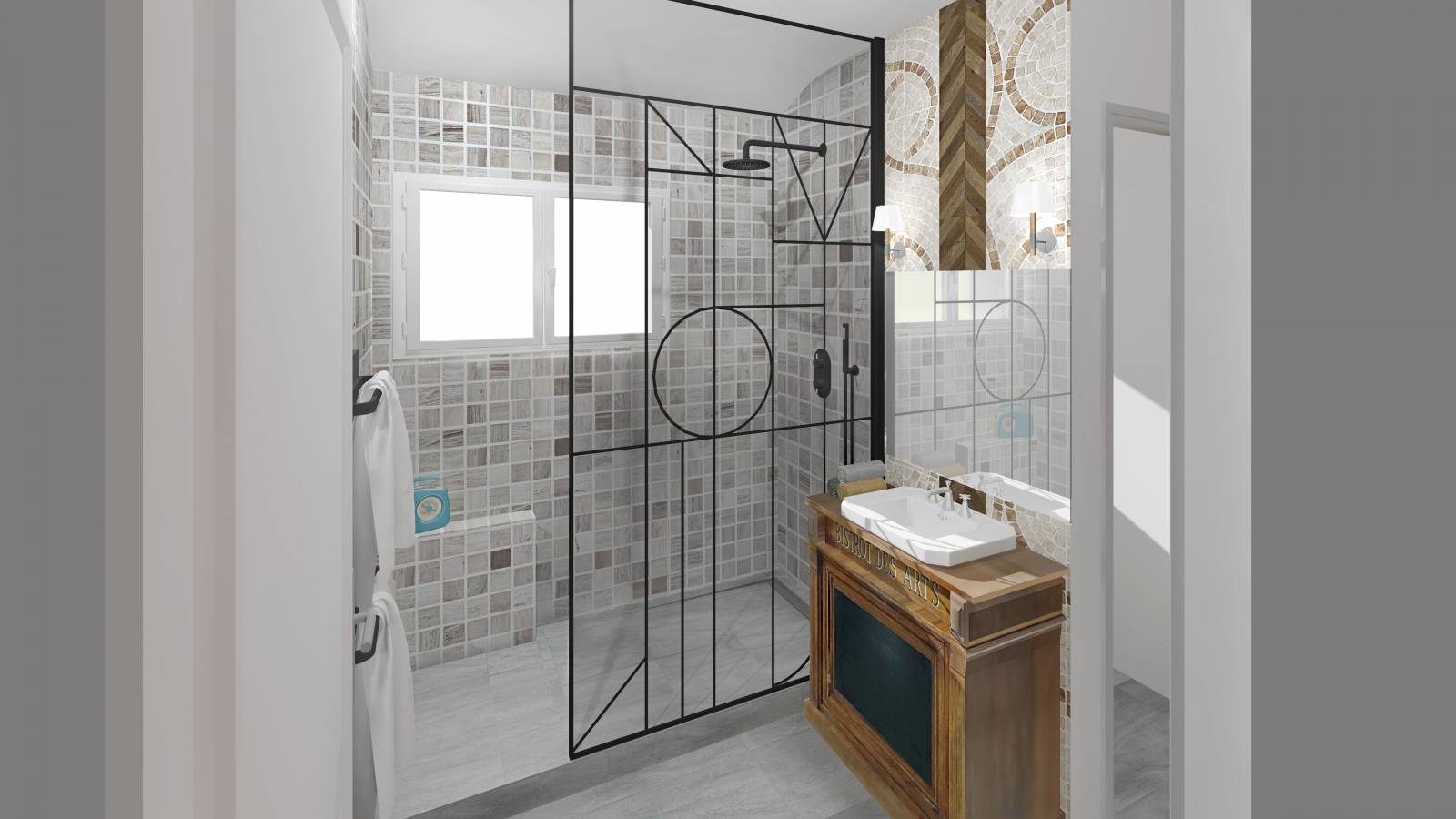 Visuel 3D d'une rénovation d'une salle de bain à Lyon