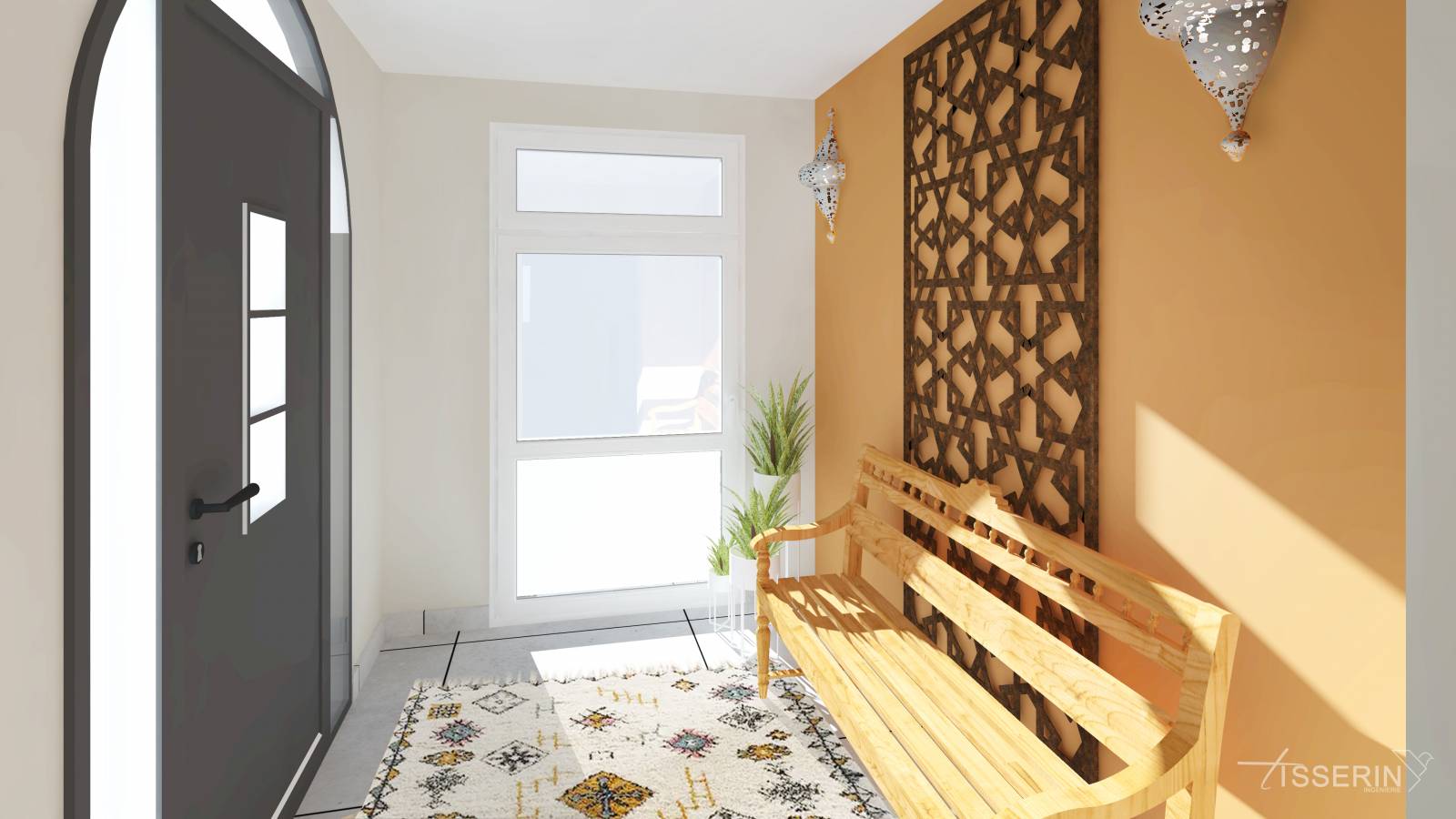 Réalisation d'un visuel 3D d'un hall d'entrée en rénovation d'une maison à Vienne