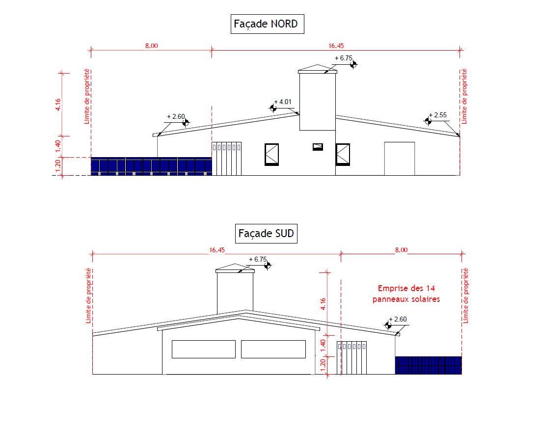 Plan de façade panneau solaire déclaration préalable de travaux sur Lyon