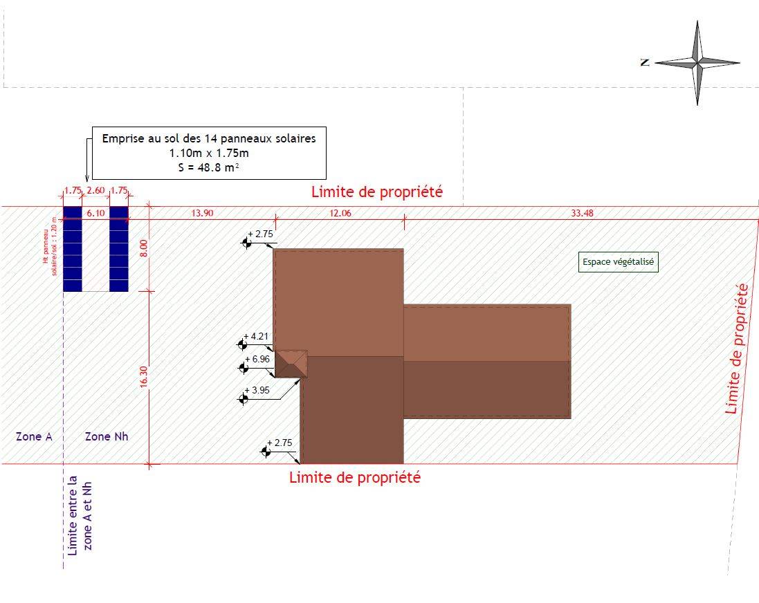 Plan de masse panneau solaire déclaration préalable de travaux sur Lyon