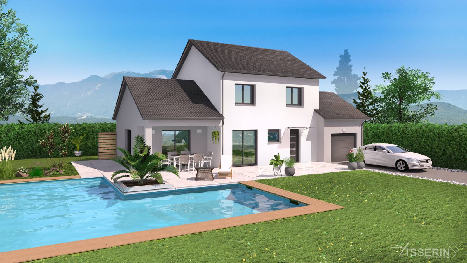 Conception d'un visuel 3D et plan d'une maison neuve en R+1 à Grenoble