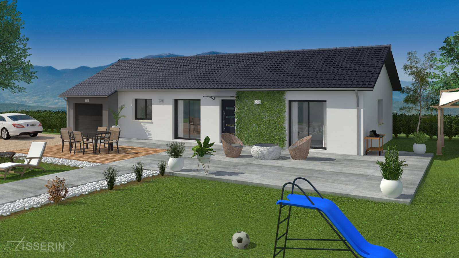 Conception d'un visuel 3D et plan d'une maison en RDC à Grenoble