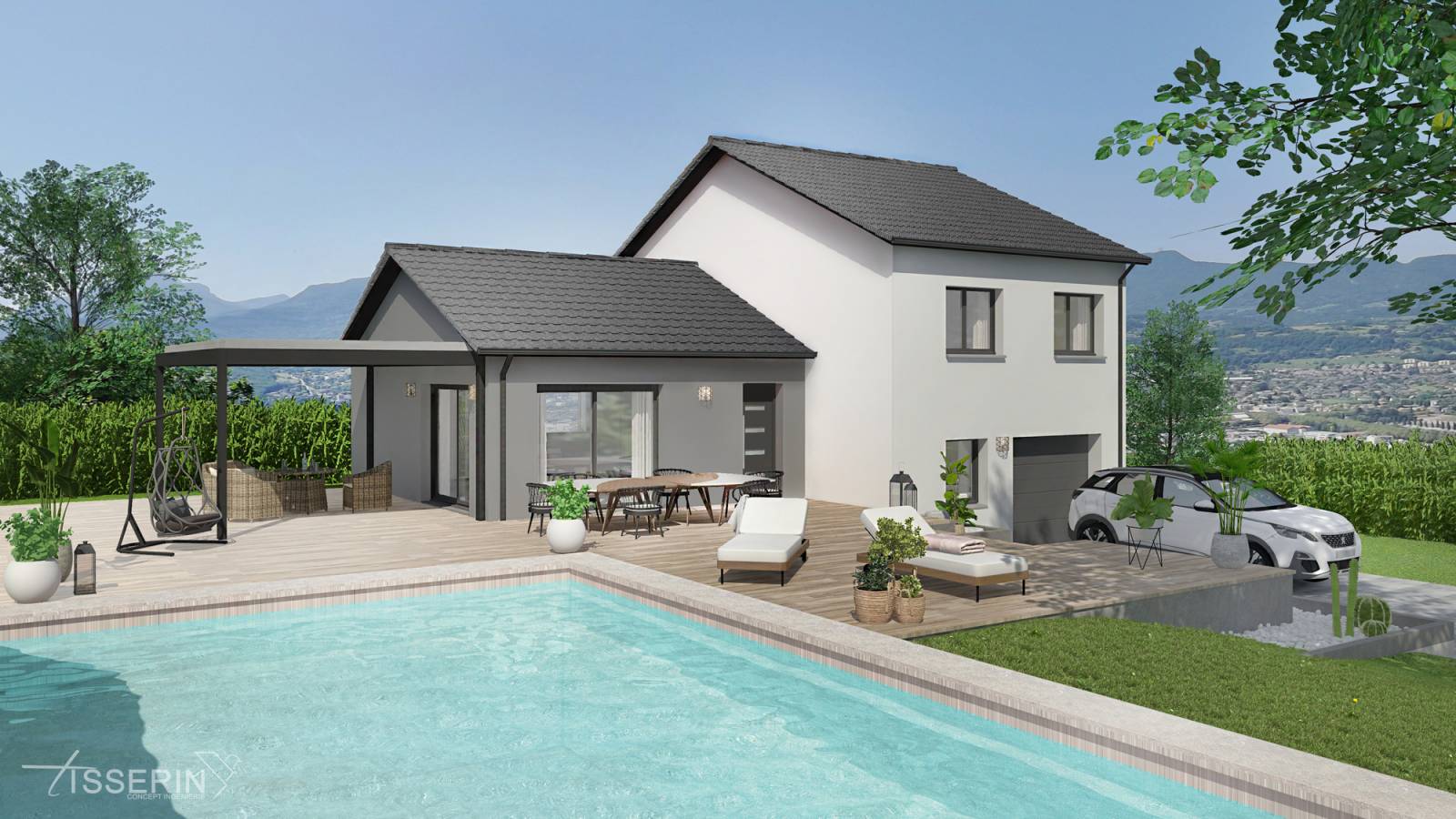 Conception d'un visuel 3D et plan d'une maison sur deux niveaux à Grenoble