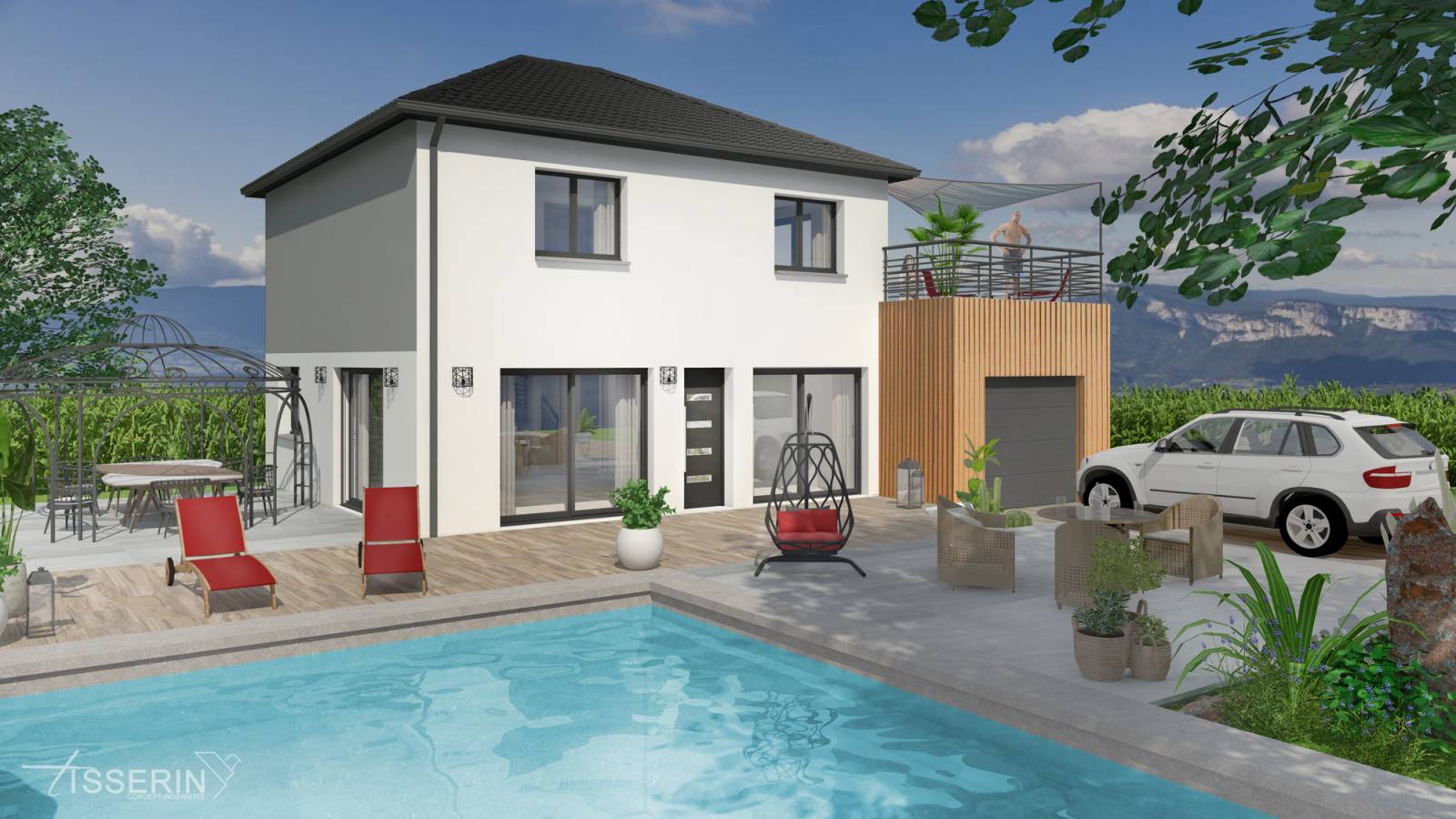 Conception d'un visuel 3D et plan d'une maison sur deux niveau à Grenoble